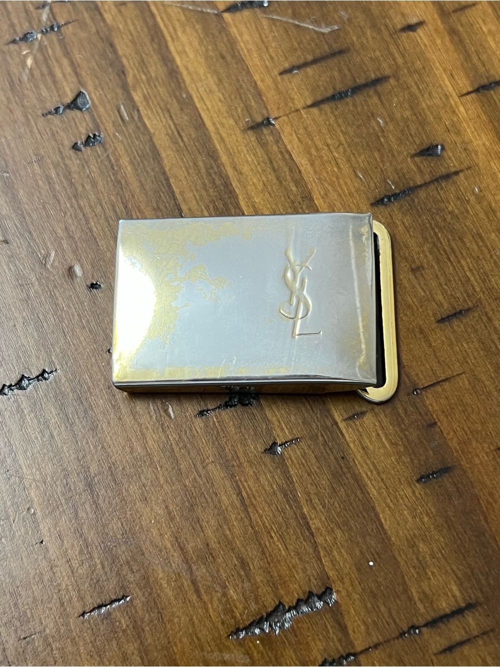 Vintage 1980s Yves Saint Laurent YSL Plaque Belt Buckle Only Engine Turned Style